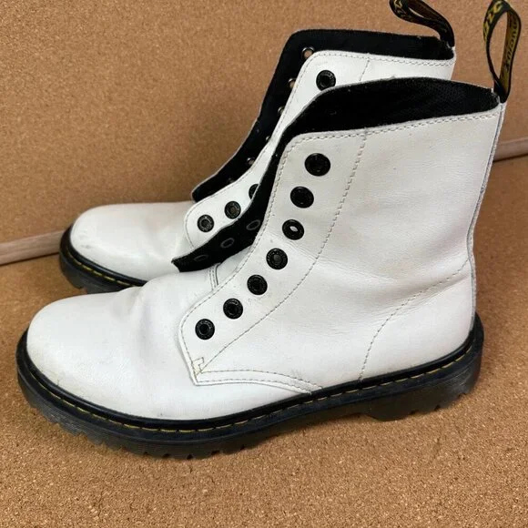 Dr Martens Luana White Combat Lace Up Boot Womens Size 9 - No Laces - Picture 3 of 8
